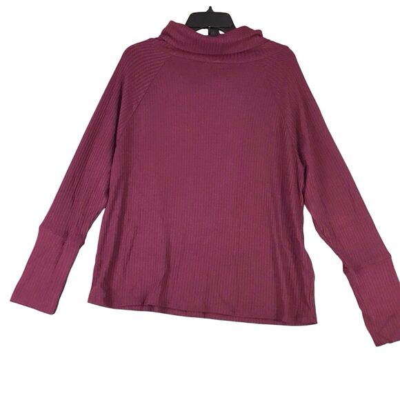 Bobeau Women’s Small Red Cowl Neck Long Sleeve Blouse Soft Stretch Waffle Knit - Picture 2 of 15